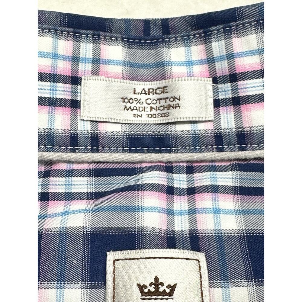 Peter Millar Mens Size Large Shirt Plaid Long Sleeve Button Up Cotton Blue - Picture 5 of 8